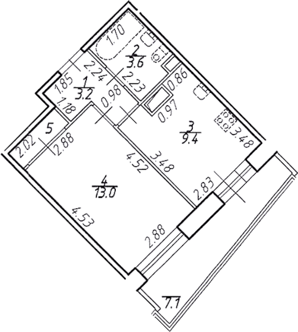 1-комнатная квартира 32.6 м², 4/16 эт., ЖК «Стороны Света»